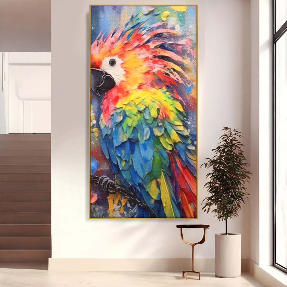Tablou Canvas Premium, LuxCanva® M1026, Curcubeu Tropical, Papagal, Exotic, Tropical, Curcubeu, Jungla, Insula, Contrast, Vacanta, Birou, Living, Camera Copii