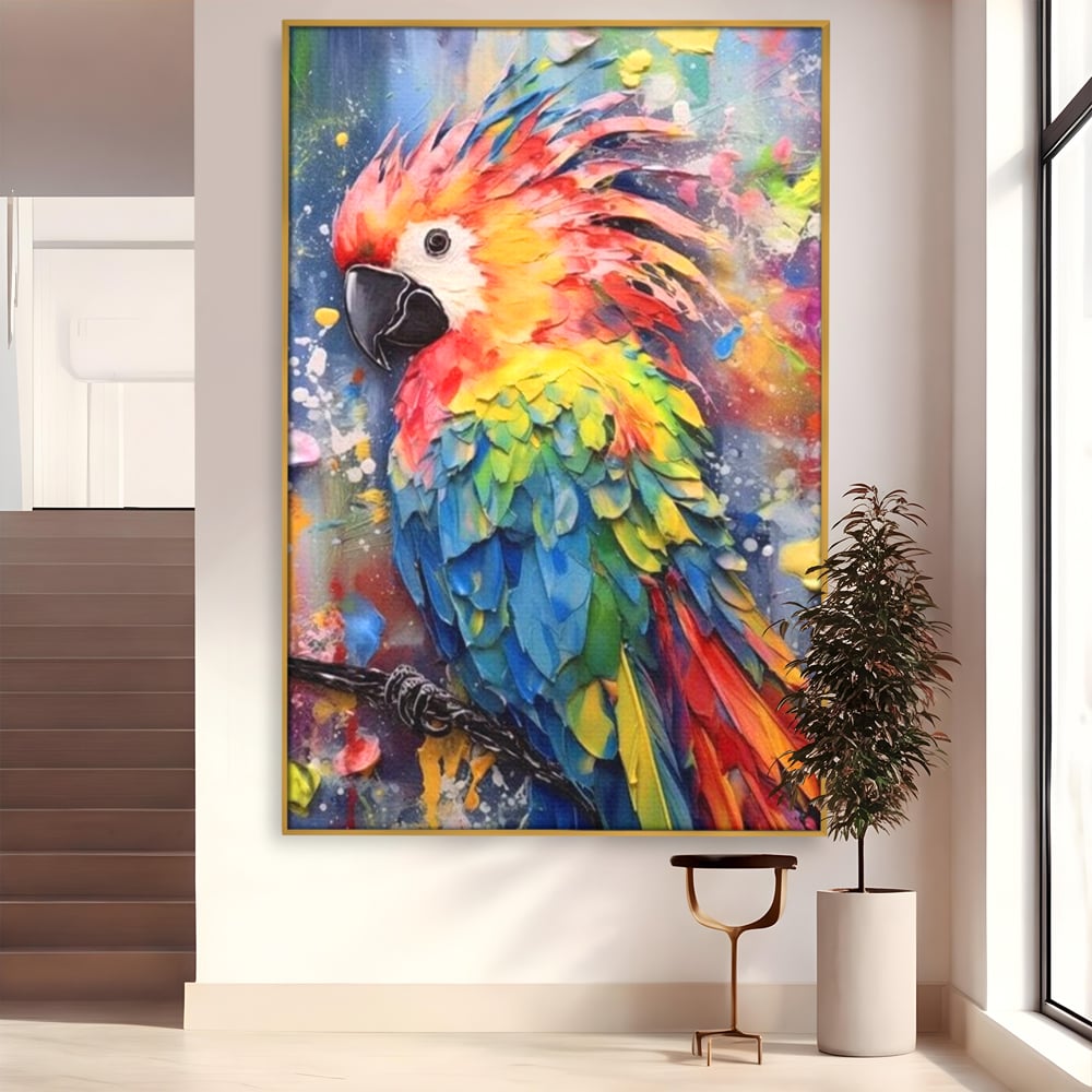 Tablou Canvas Premium, LuxCanva® M1026, Curcubeu Tropical, Papagal, Exotic, Tropical, Curcubeu, Jungla, Insula, Contrast, Vacanta, Birou, Living, Camera Copii