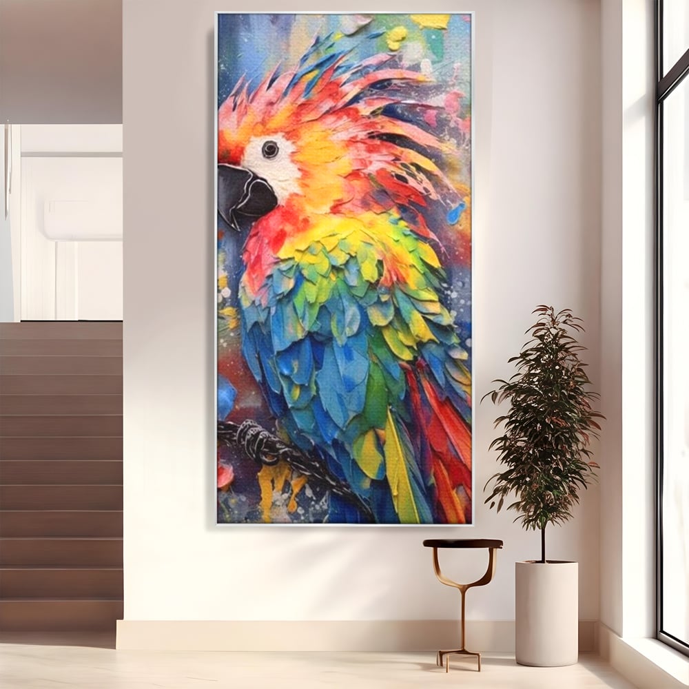 Tablou Canvas Premium, LuxCanva® M1026, Curcubeu Tropical, Papagal, Exotic, Tropical, Curcubeu, Jungla, Insula, Contrast, Vacanta, Birou, Living, Camera Copii