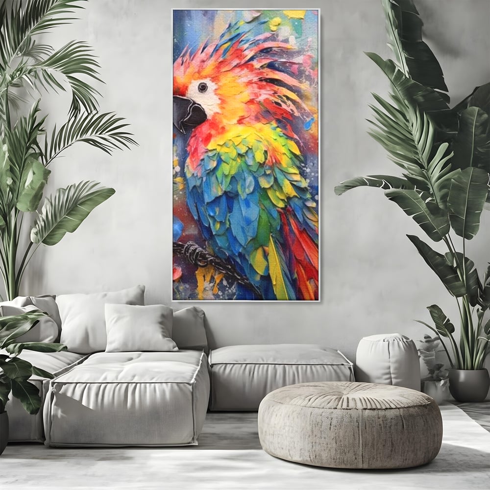 Tablou Canvas Premium, LuxCanva® M1026, Curcubeu Tropical, Papagal, Exotic, Tropical, Curcubeu, Jungla, Insula, Contrast, Vacanta, Birou, Living, Camera Copii