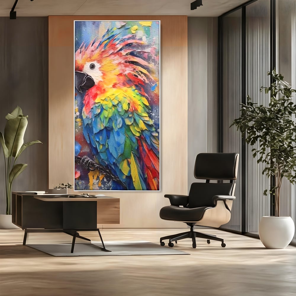 Tablou Canvas Premium, LuxCanva® M1026, Curcubeu Tropical, Papagal, Exotic, Tropical, Curcubeu, Jungla, Insula, Contrast, Vacanta, Birou, Living, Camera Copii