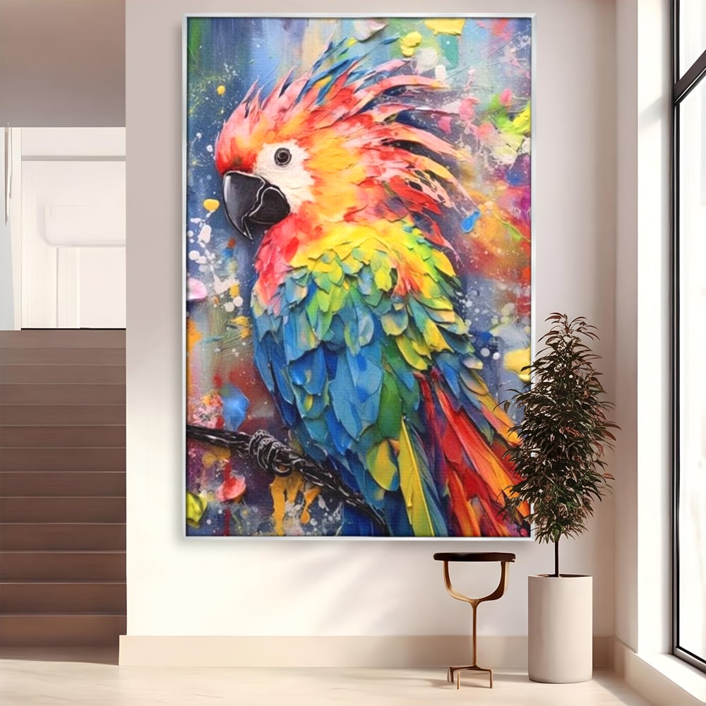 Tablou Canvas Premium, LuxCanva® M1026, Curcubeu Tropical, Papagal, Exotic, Tropical, Curcubeu, Jungla, Insula, Contrast, Vacanta, Birou, Living, Camera Copii