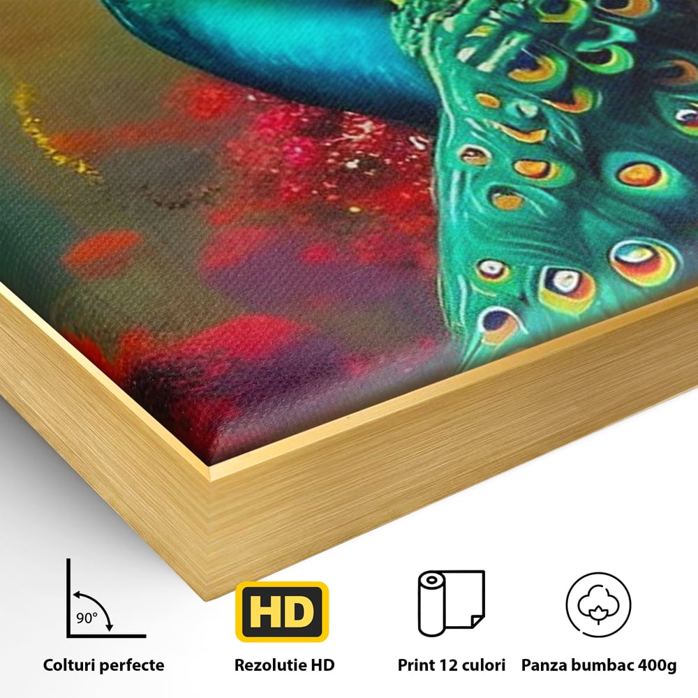 Leinwand Wandbilder Canvas Premium, LuxCanva® M1027, Exotische Pracht, Pfau, Vogel, Schwanz, Elegant, Mystisch, Edel, Bohème, Exotisch, Tropisch, Büro, Wohnen, Kinderzimmer