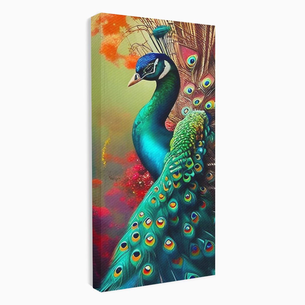 Leinwand Wandbilder Canvas Premium, LuxCanva® M1027, Exotische Pracht, Pfau, Vogel, Schwanz, Elegant, Mystisch, Edel, Bohème, Exotisch, Tropisch, Büro, Wohnen, Kinderzimmer
