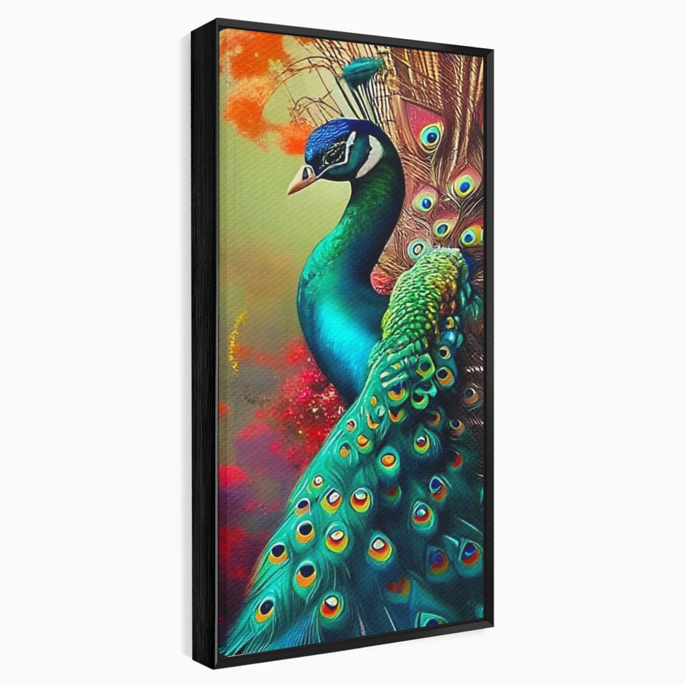 Leinwand Wandbilder Canvas Premium, LuxCanva® M1027, Exotische Pracht, Pfau, Vogel, Schwanz, Elegant, Mystisch, Edel, Bohème, Exotisch, Tropisch, Büro, Wohnen, Kinderzimmer