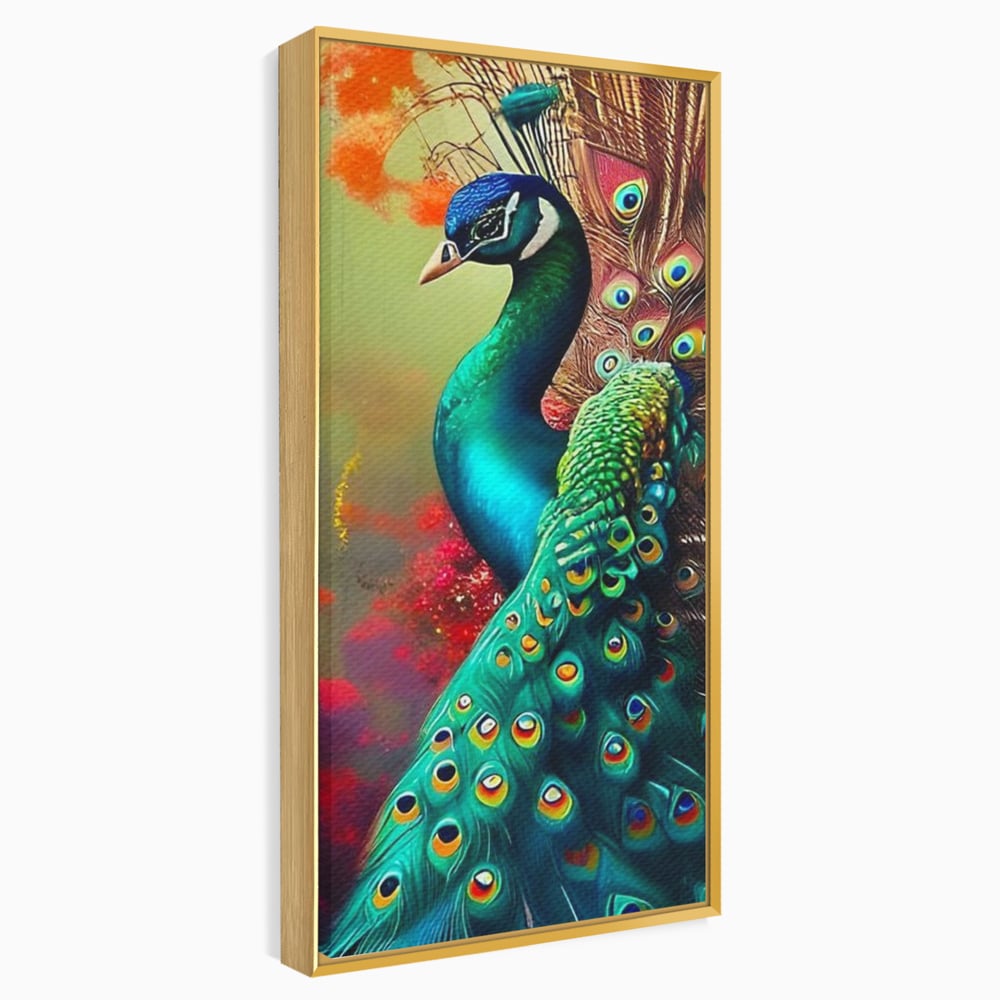 Leinwand Wandbilder Canvas Premium, LuxCanva® M1027, Exotische Pracht, Pfau, Vogel, Schwanz, Elegant, Mystisch, Edel, Bohème, Exotisch, Tropisch, Büro, Wohnen, Kinderzimmer