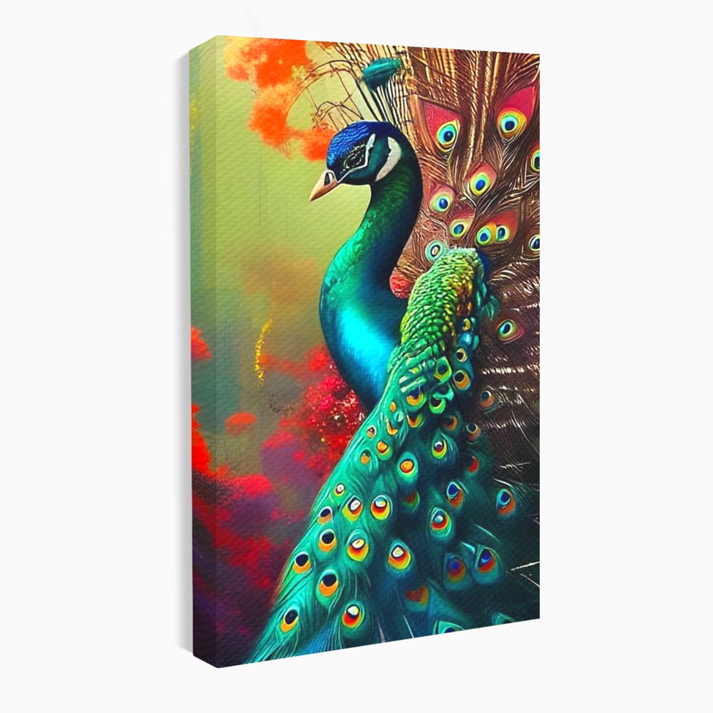 Leinwand Wandbilder Canvas Premium, LuxCanva® M1027, Exotische Pracht, Pfau, Vogel, Schwanz, Elegant, Mystisch, Edel, Bohème, Exotisch, Tropisch, Büro, Wohnen, Kinderzimmer
