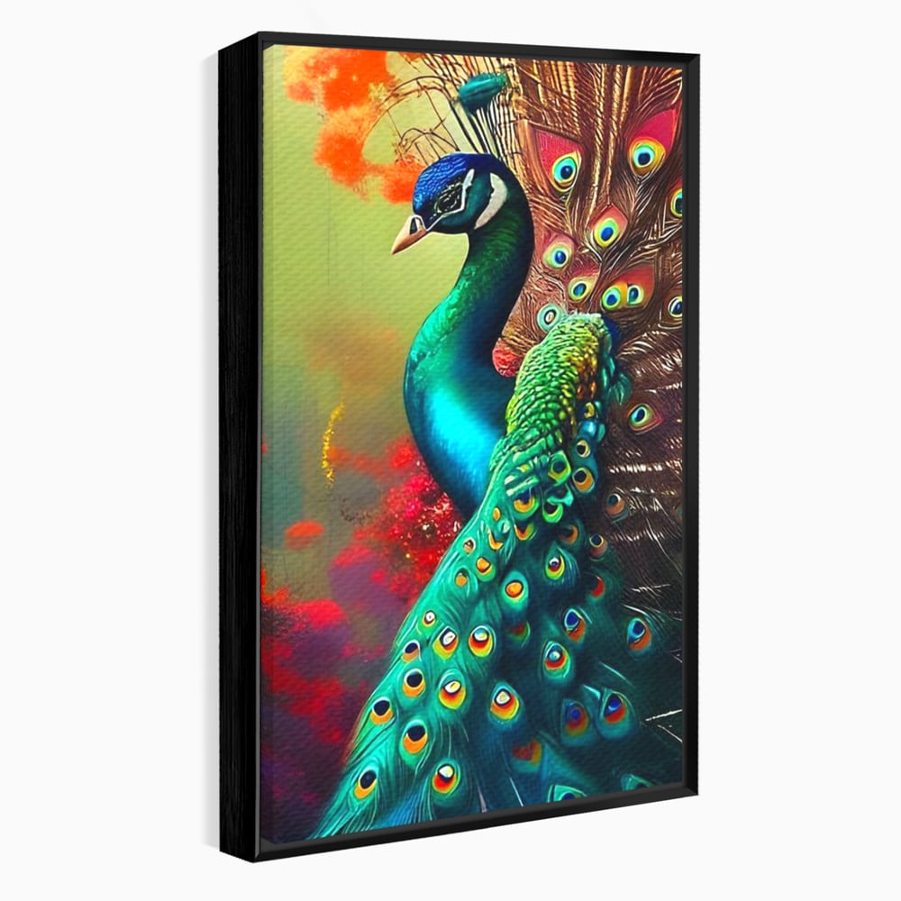 Leinwand Wandbilder Canvas Premium, LuxCanva® M1027, Exotische Pracht, Pfau, Vogel, Schwanz, Elegant, Mystisch, Edel, Bohème, Exotisch, Tropisch, Büro, Wohnen, Kinderzimmer