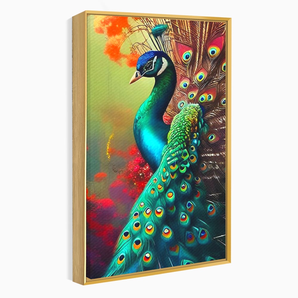 Leinwand Wandbilder Canvas Premium, LuxCanva® M1027, Exotische Pracht, Pfau, Vogel, Schwanz, Elegant, Mystisch, Edel, Bohème, Exotisch, Tropisch, Büro, Wohnen, Kinderzimmer