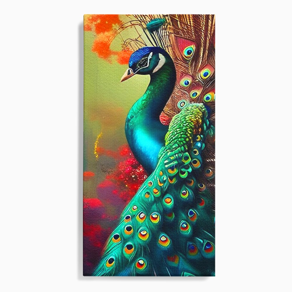 Leinwand Wandbilder Canvas Premium, LuxCanva® M1027, Exotische Pracht, Pfau, Vogel, Schwanz, Elegant, Mystisch, Edel, Bohème, Exotisch, Tropisch, Büro, Wohnen, Kinderzimmer