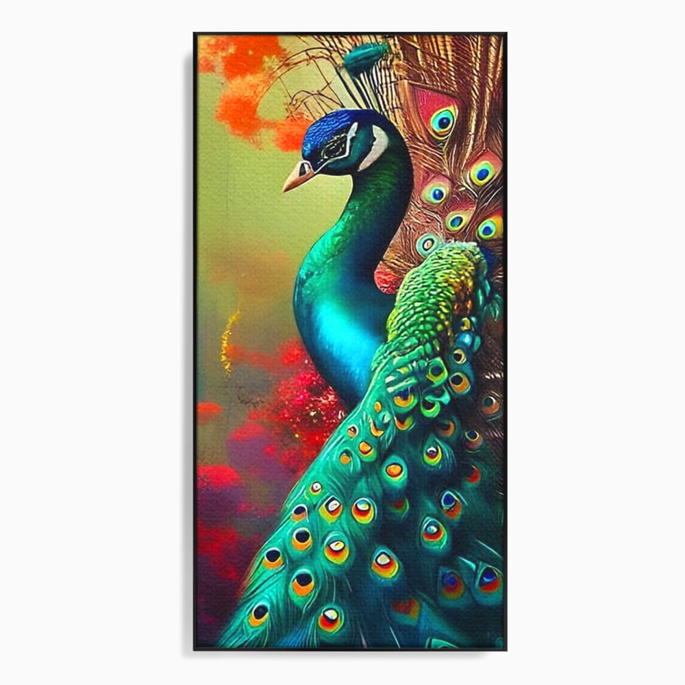 Leinwand Wandbilder Canvas Premium, LuxCanva® M1027, Exotische Pracht, Pfau, Vogel, Schwanz, Elegant, Mystisch, Edel, Bohème, Exotisch, Tropisch, Büro, Wohnen, Kinderzimmer