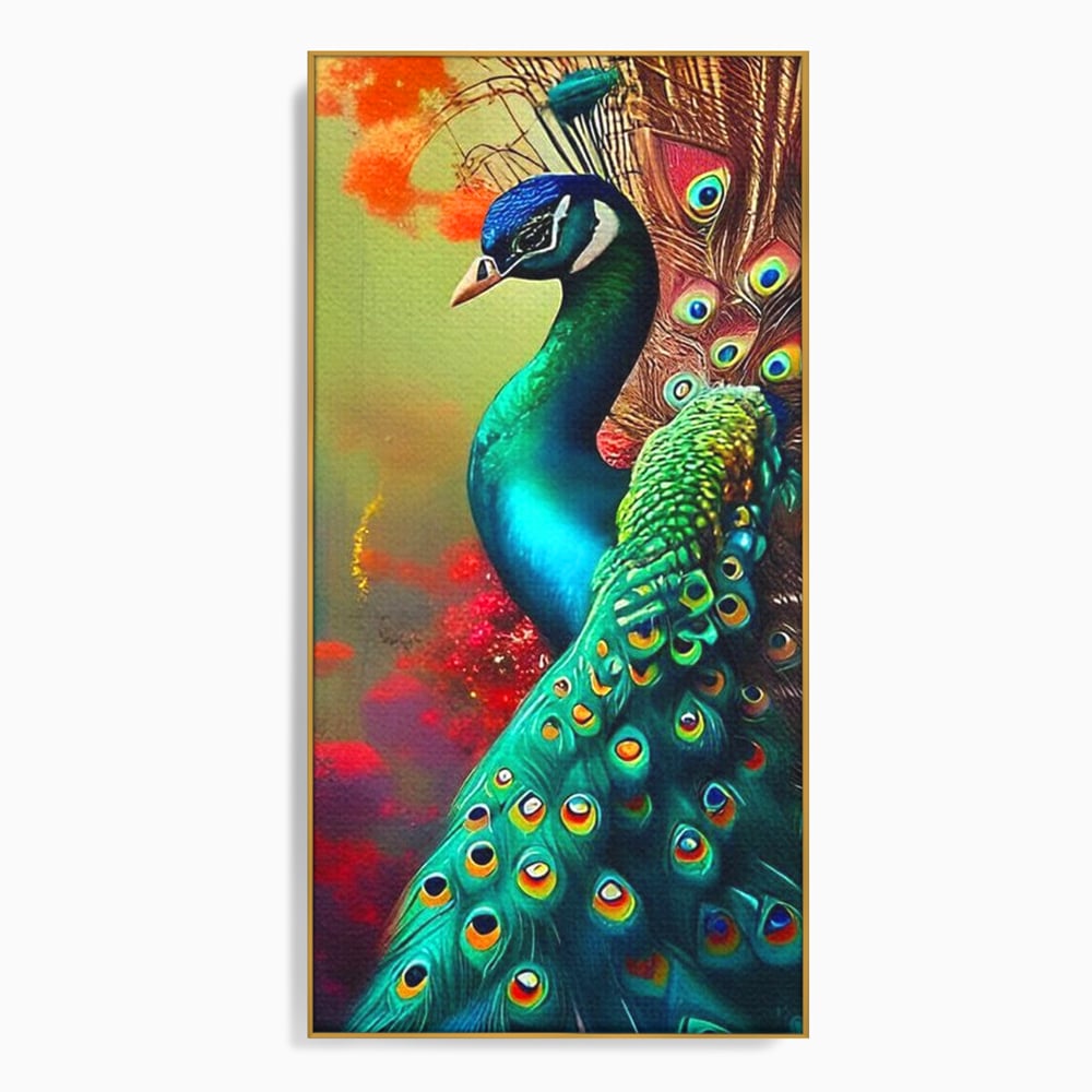 Leinwand Wandbilder Canvas Premium, LuxCanva® M1027, Exotische Pracht, Pfau, Vogel, Schwanz, Elegant, Mystisch, Edel, Bohème, Exotisch, Tropisch, Büro, Wohnen, Kinderzimmer