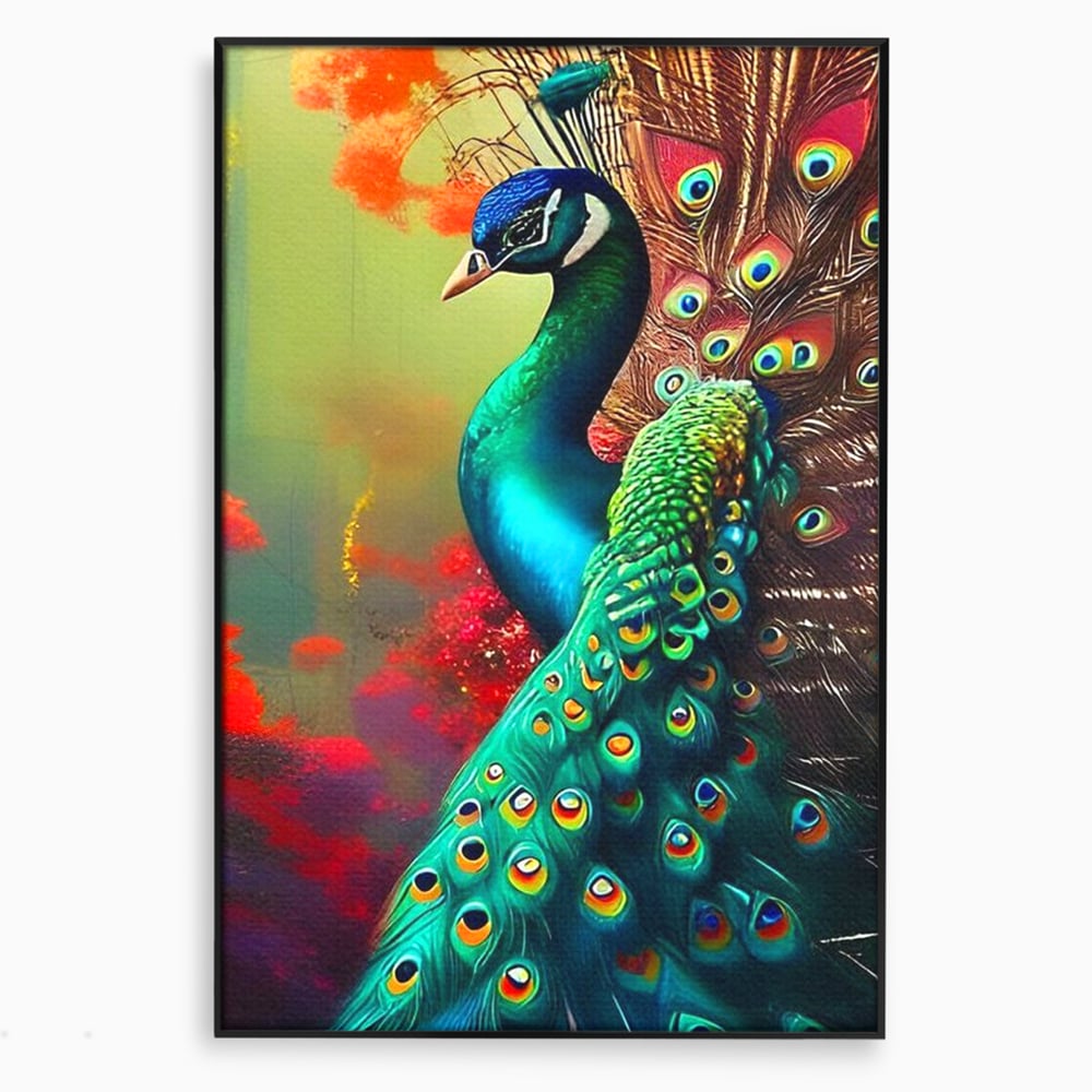 Leinwand Wandbilder Canvas Premium, LuxCanva® M1027, Exotische Pracht, Pfau, Vogel, Schwanz, Elegant, Mystisch, Edel, Bohème, Exotisch, Tropisch, Büro, Wohnen, Kinderzimmer