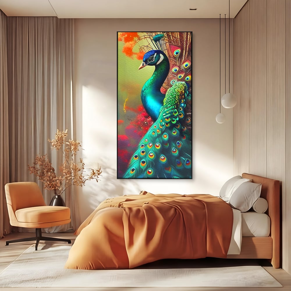 Leinwand Wandbilder Canvas Premium, LuxCanva® M1027, Exotische Pracht, Pfau, Vogel, Schwanz, Elegant, Mystisch, Edel, Bohème, Exotisch, Tropisch, Büro, Wohnen, Kinderzimmer
