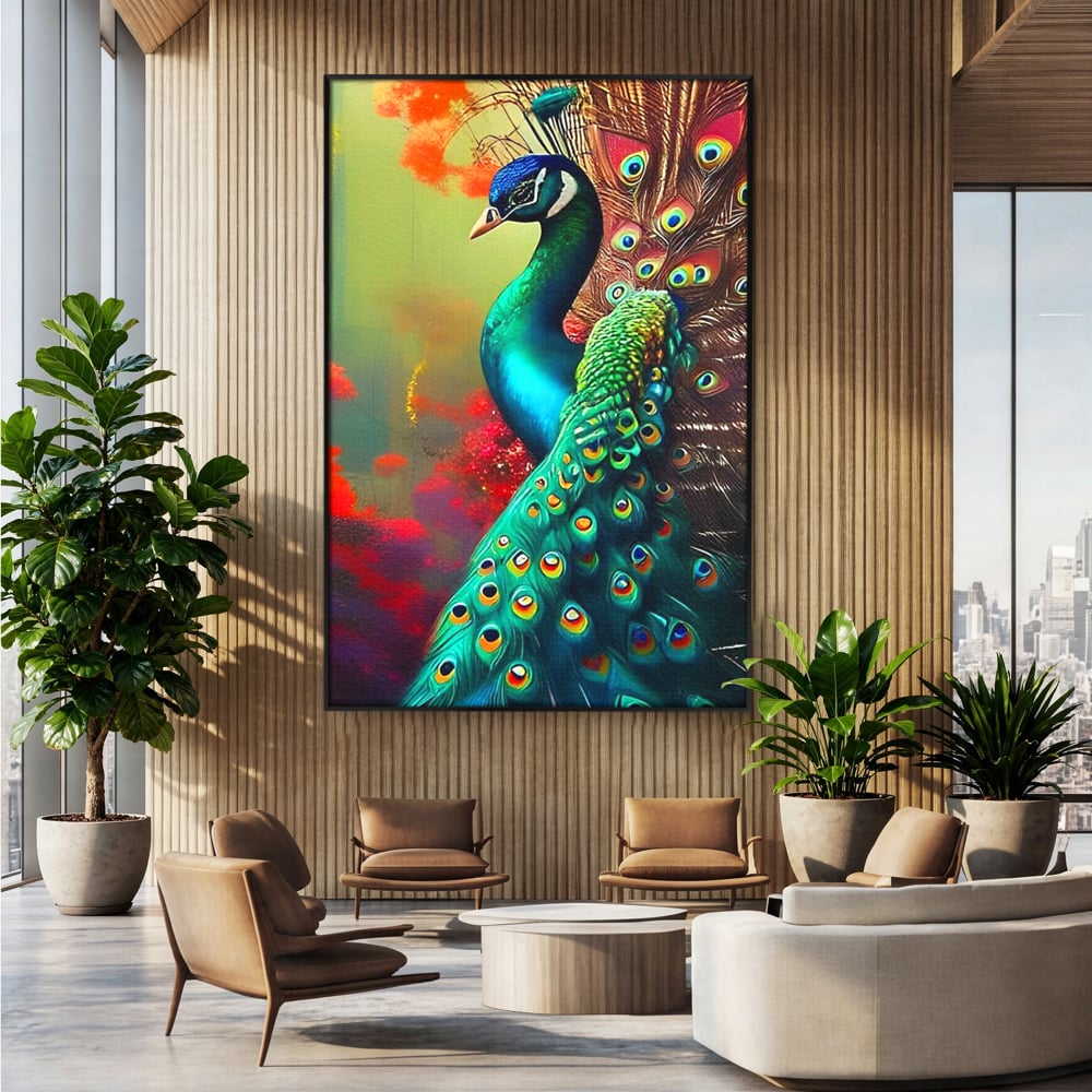Leinwand Wandbilder Canvas Premium, LuxCanva® M1027, Exotische Pracht, Pfau, Vogel, Schwanz, Elegant, Mystisch, Edel, Bohème, Exotisch, Tropisch, Büro, Wohnen, Kinderzimmer