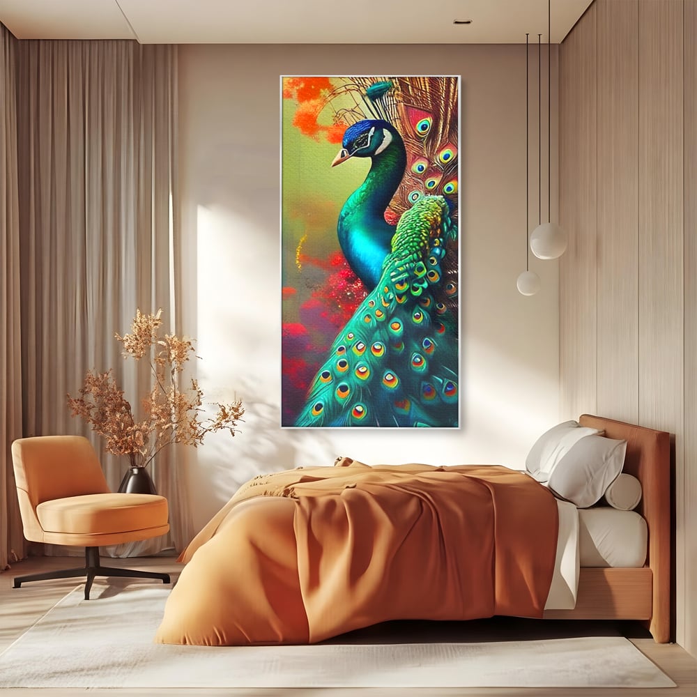 Leinwand Wandbilder Canvas Premium, LuxCanva® M1027, Exotische Pracht, Pfau, Vogel, Schwanz, Elegant, Mystisch, Edel, Bohème, Exotisch, Tropisch, Büro, Wohnen, Kinderzimmer