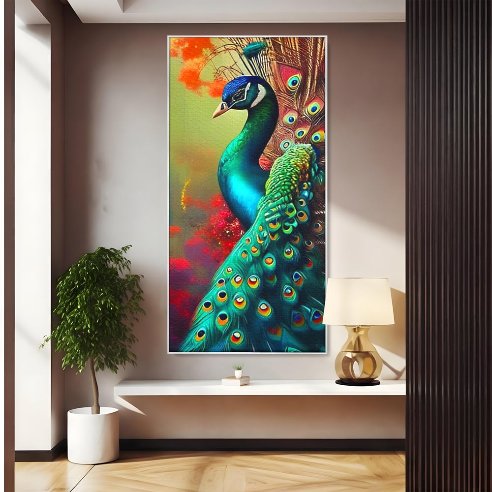Leinwand Wandbilder Canvas Premium, LuxCanva® M1027, Exotische Pracht, Pfau, Vogel, Schwanz, Elegant, Mystisch, Edel, Bohème, Exotisch, Tropisch, Büro, Wohnen, Kinderzimmer