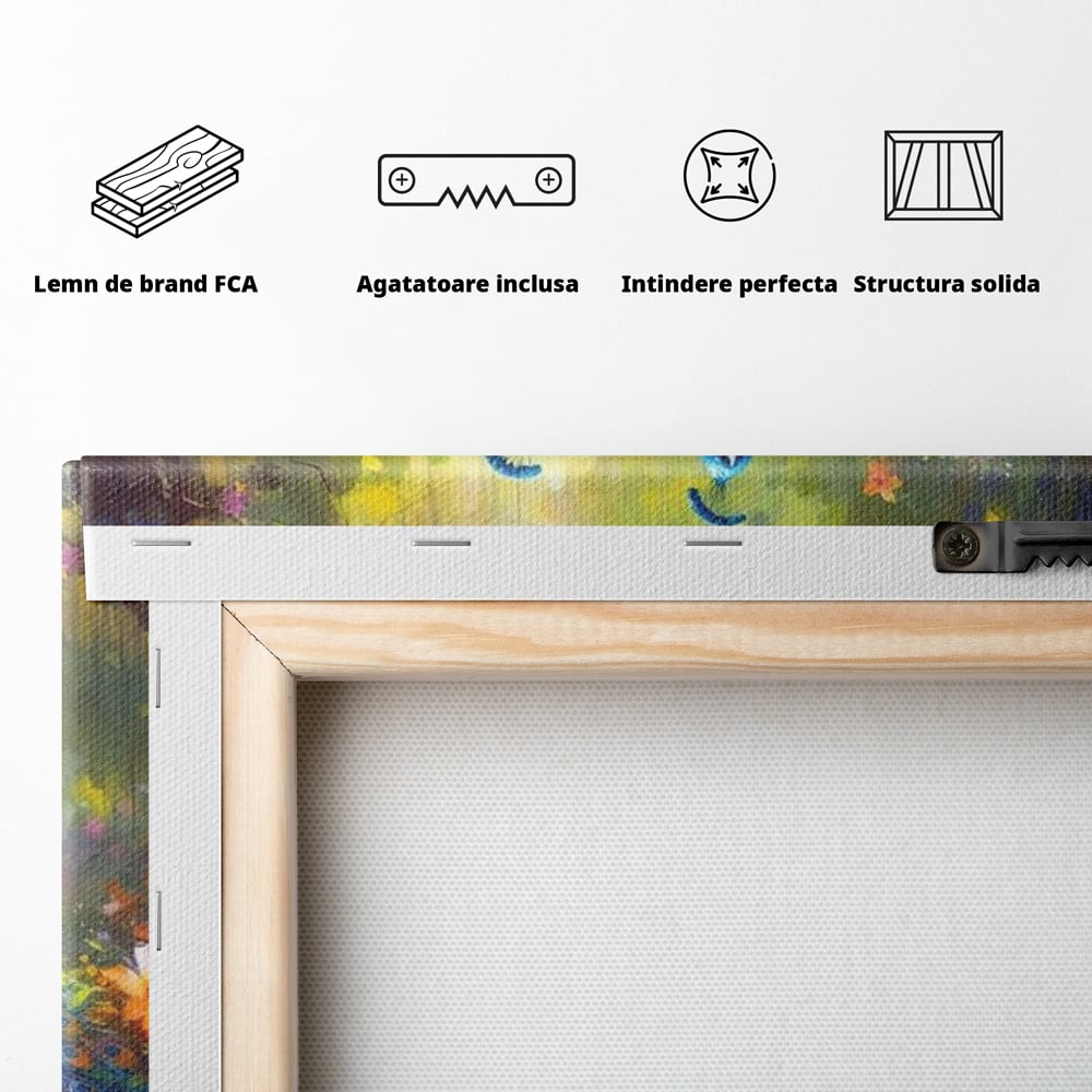 Tablou Canvas Premium, LuxCanva® M1028, Incoronati de Natura, Pauni, Cuplu, Pasari, Natura, Pereche, Flori, Romantic, Basm, Eleganta, Birou, Living, Camera Copii