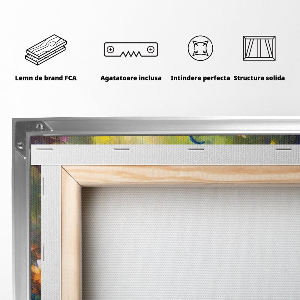 Tablou Canvas Premium, LuxCanva® M1028, Incoronati de Natura, Pauni, Cuplu, Pasari, Natura, Pereche, Flori, Romantic, Basm, Eleganta, Birou, Living, Camera Copii