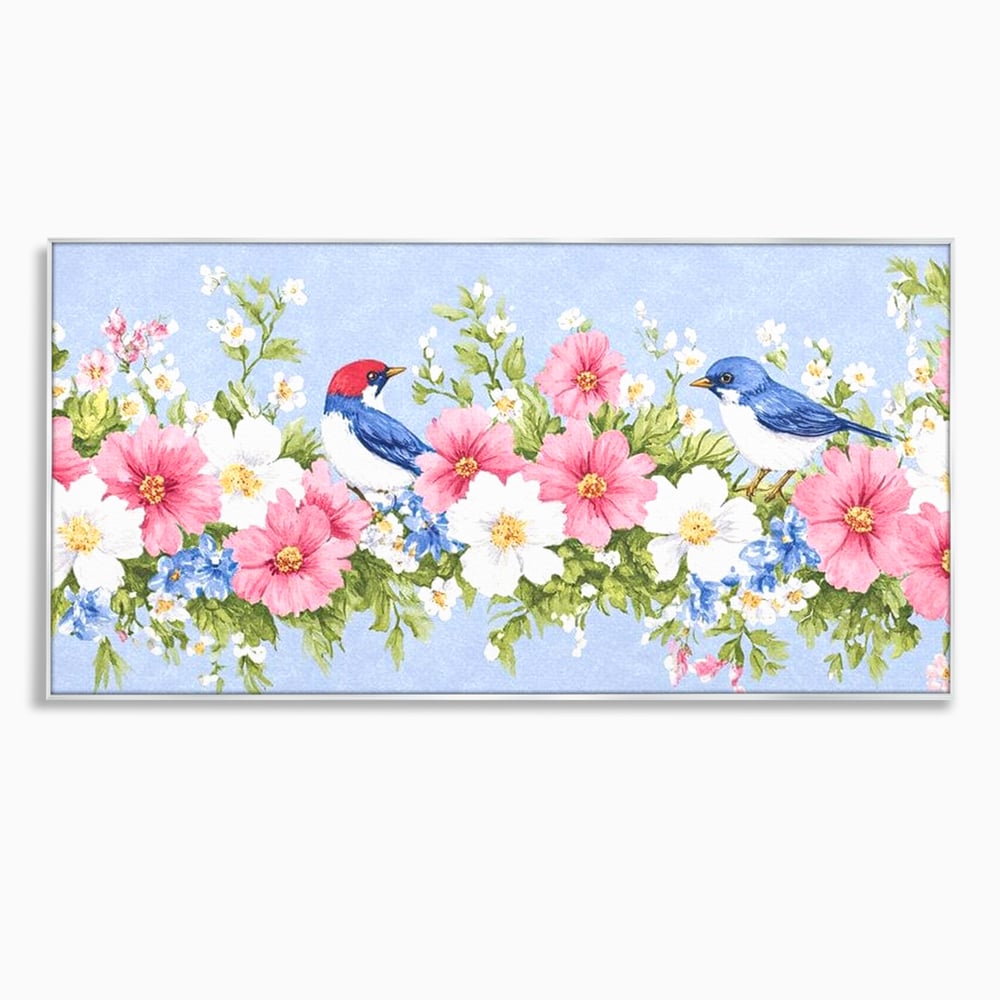Tablou Canvas Premium, LuxCanva® M1029, Gradina cu Triluri Colorate, Lemn, Flori, Pastel, Pasari, Primavara, Pereche, Relaxare, Poezie, Birou, Living, Camera Copii