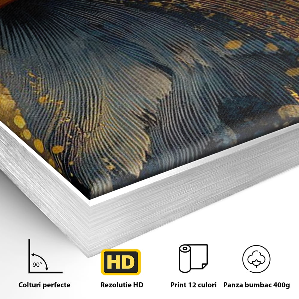 Tablou Canvas Premium, LuxCanva® M1031, Colosul Privirii, Vultur, Acvila, Putere, Privire, Auriu, Profil, Portret, Motivational, Simbolic, Birou, Living, Camera Copil