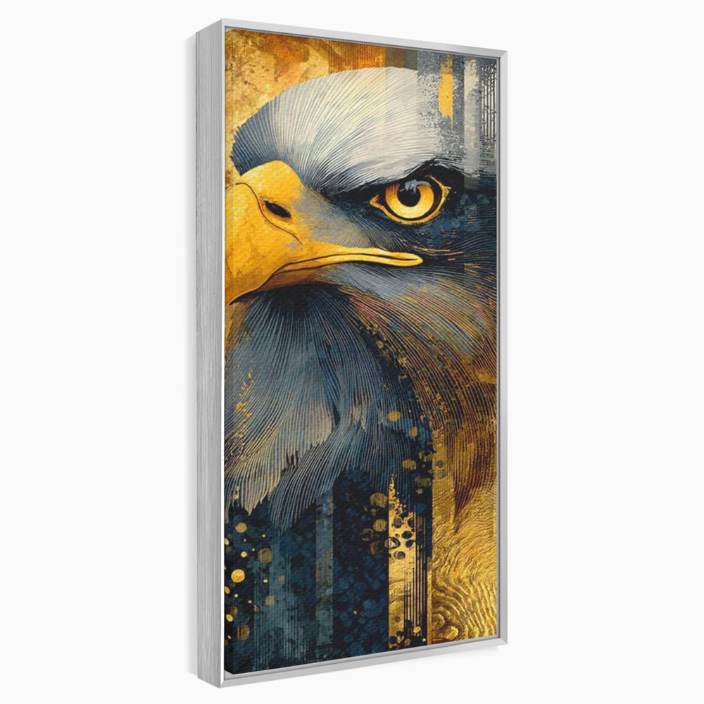 Tablou Canvas Premium, LuxCanva® M1031, Colosul Privirii, Vultur, Acvila, Putere, Privire, Auriu, Profil, Portret, Motivational, Simbolic, Birou, Living, Camera Copil