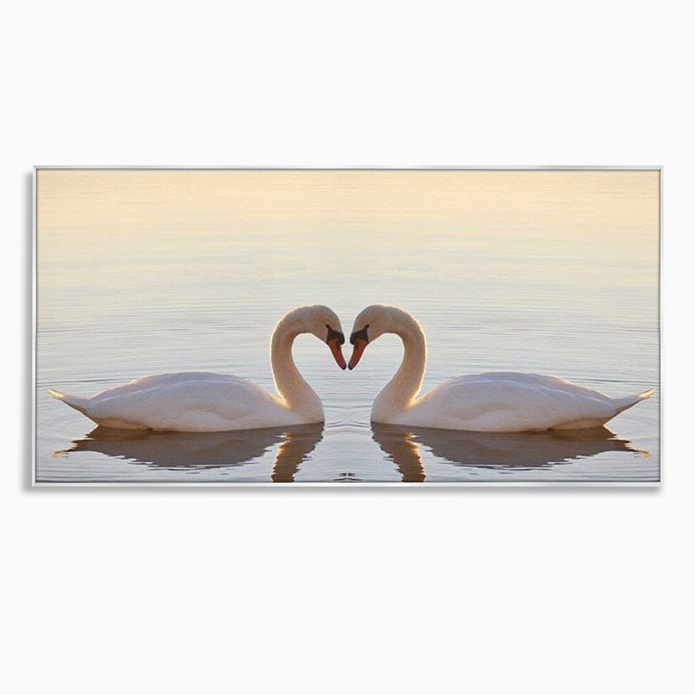 Tablou Canvas Premium, LuxCanva® M1032, Simetrie Romantica, Lebede, Pasari, Pereche, Lac, Reflexie, Iubire, Romantism, Natura, Relaxare, Birou, Living, Camera Copil