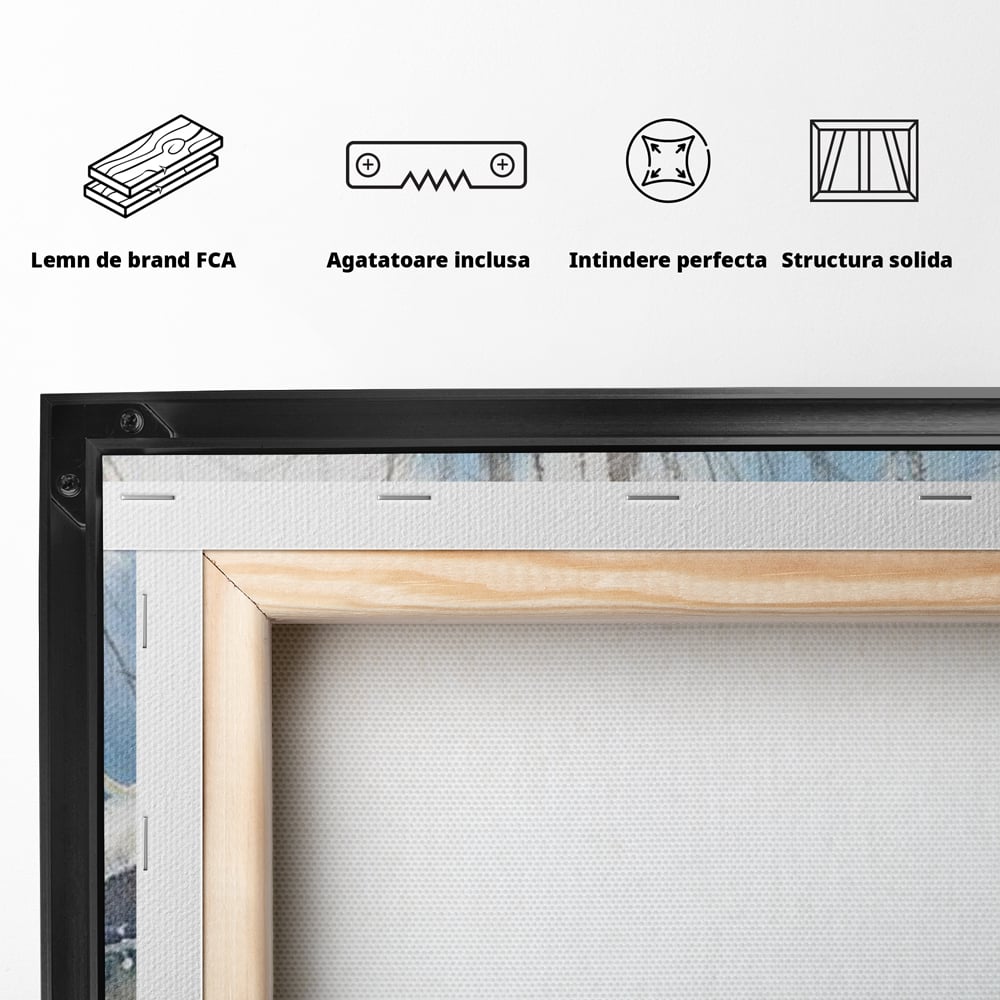 Tablou Canvas Premium, LuxCanva® M1033, Frumusetea Evadarii, Lac, Cer, Grup, Prietenie, Pasari, Lebede, Joc, Miscare, Peisaj, Apa, Birou, Living, Camera Copil
