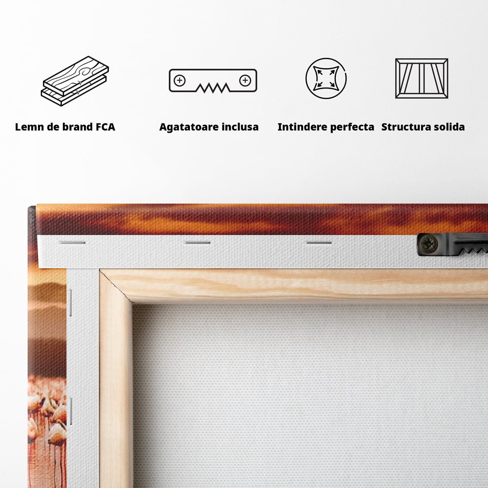 Tablou Canvas Premium, LuxCanva® M1034, Orizont in Flacari Roz, Apus, Pasari, Flamingo, Roz, Tropical, Miraj, Peisaj, Apa, Reflexie, Birou, Living, Camera Copil