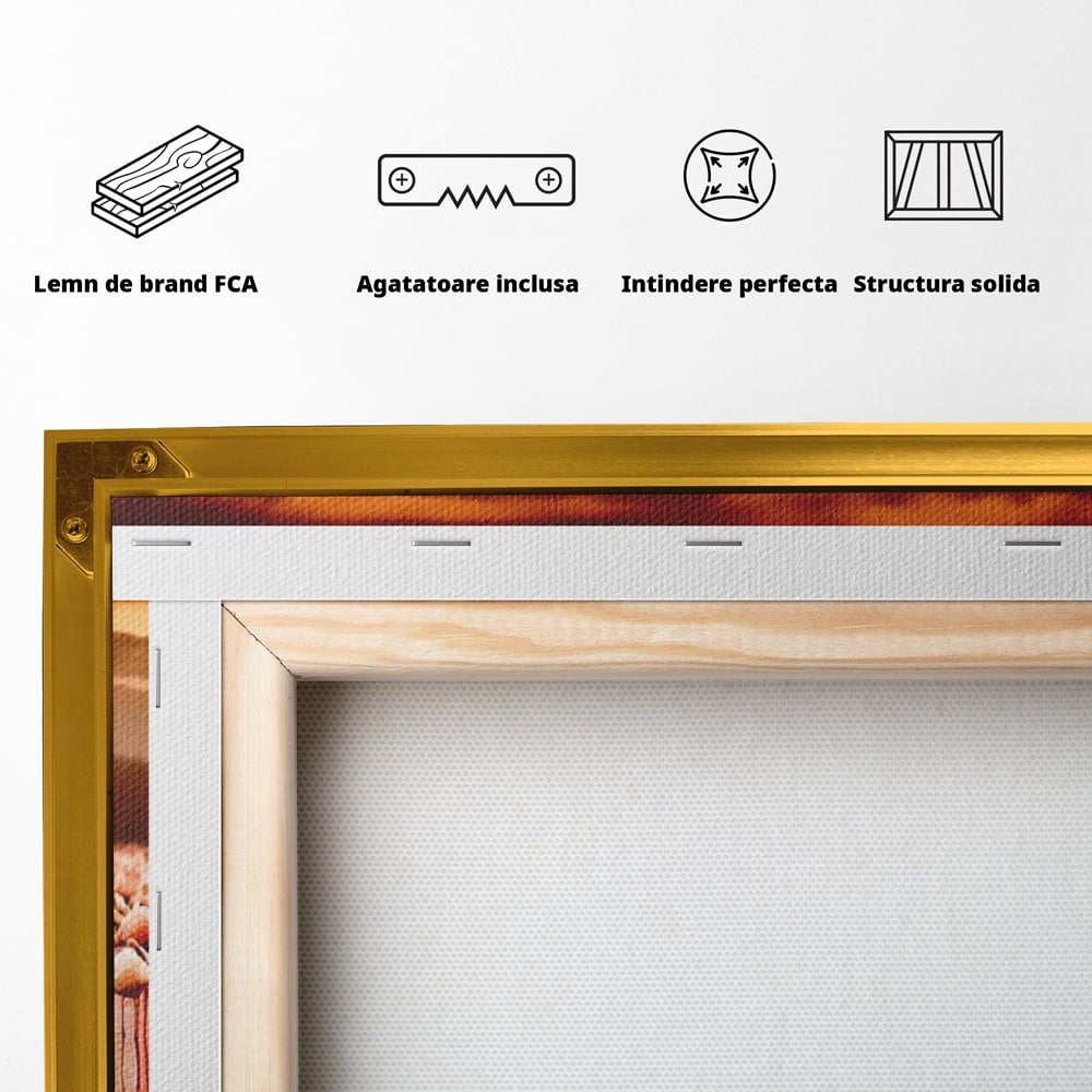 Tablou Canvas Premium, LuxCanva® M1034, Orizont in Flacari Roz, Apus, Pasari, Flamingo, Roz, Tropical, Miraj, Peisaj, Apa, Reflexie, Birou, Living, Camera Copil