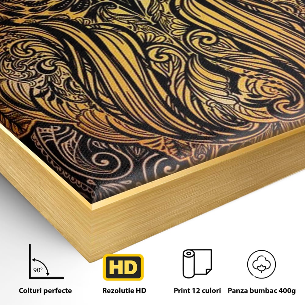 Leinwand Wandbilder Premium, LuxCanva® M1035, Ornamentale Symmetrie, Sonnenuntergang, Eule, Totem, Stammeswesen, Vogel, Weisheit, Nacht, Mandala, Büro, Wohnzimmer, Kinderzimmer