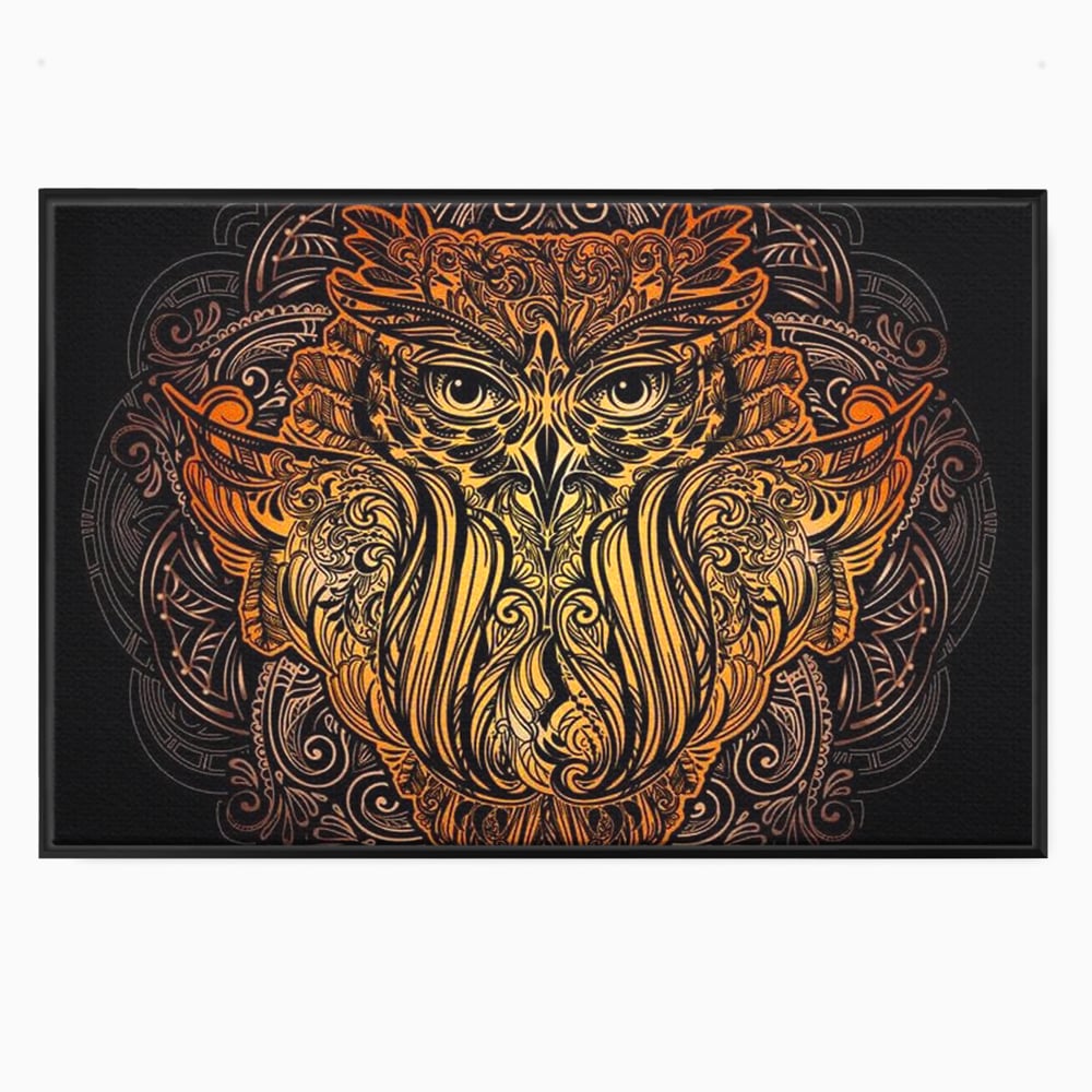 Leinwand Wandbilder Premium, LuxCanva® M1035, Ornamentale Symmetrie, Sonnenuntergang, Eule, Totem, Stammeswesen, Vogel, Weisheit, Nacht, Mandala, Büro, Wohnzimmer, Kinderzimmer
