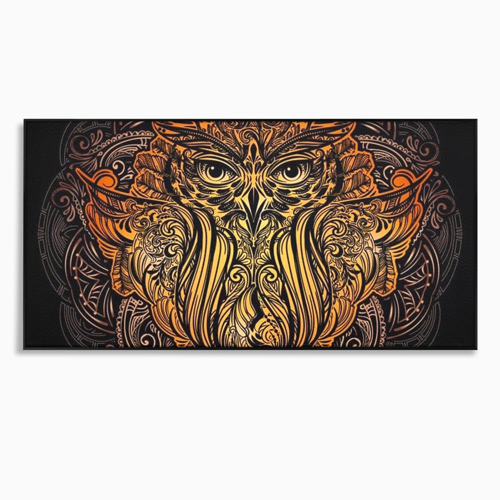 Leinwand Wandbilder Premium, LuxCanva® M1035, Ornamentale Symmetrie, Sonnenuntergang, Eule, Totem, Stammeswesen, Vogel, Weisheit, Nacht, Mandala, Büro, Wohnzimmer, Kinderzimmer