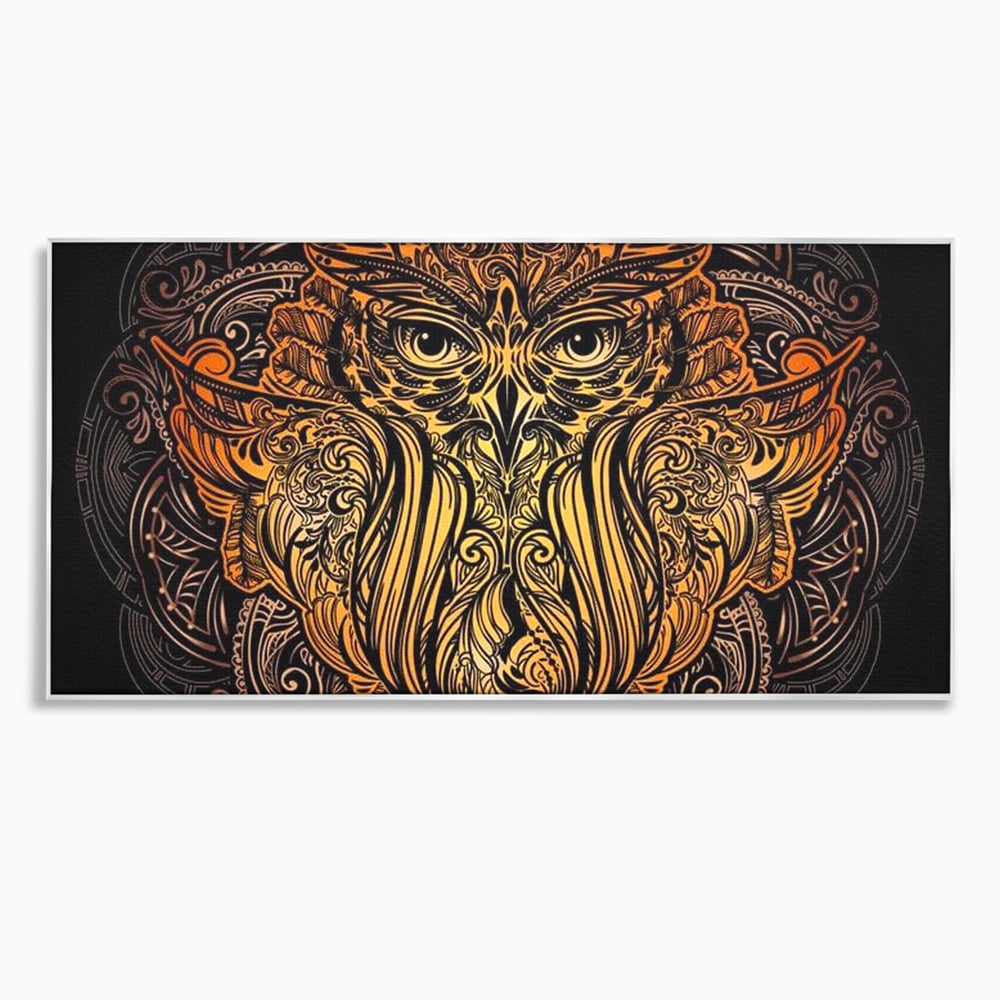 Leinwand Wandbilder Premium, LuxCanva® M1035, Ornamentale Symmetrie, Sonnenuntergang, Eule, Totem, Stammeswesen, Vogel, Weisheit, Nacht, Mandala, Büro, Wohnzimmer, Kinderzimmer