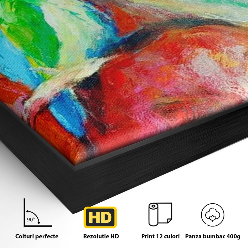 Tablou Canvas Premium, LuxCanva® M1036, Prietenie in Acuarela, Pasari, Prietenie, Pictura, Ramura, Contrast, Culoare, Caldura, Exotic, Natura, Birou, Living, Camera Copil