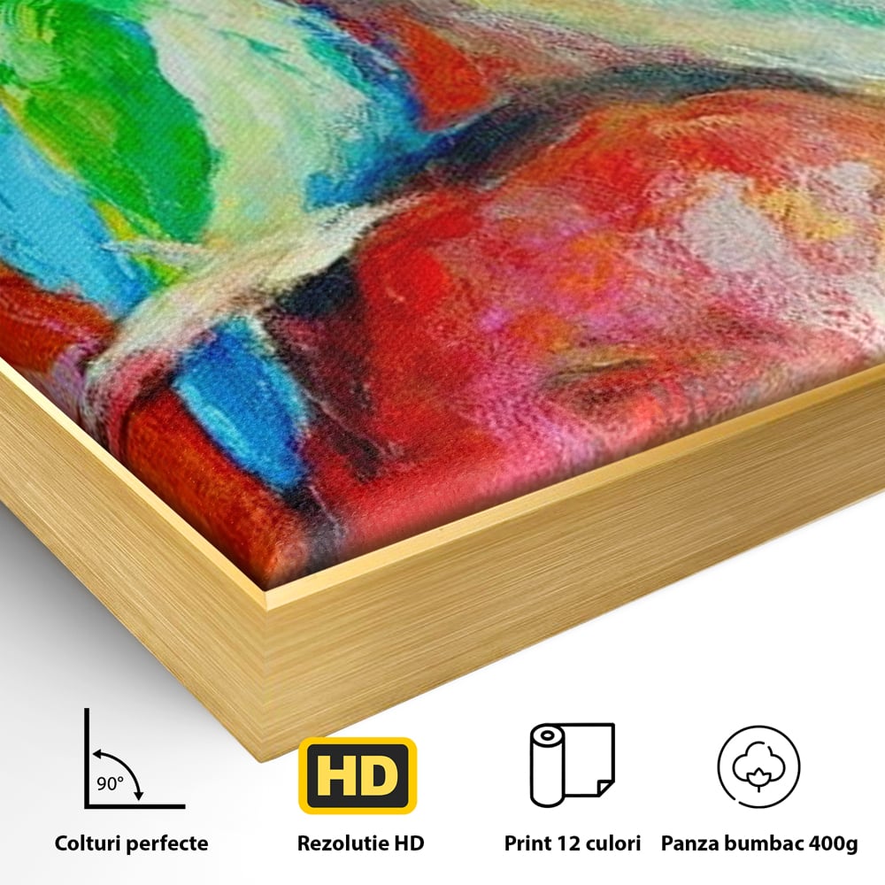 Tablou Canvas Premium, LuxCanva® M1036, Prietenie in Acuarela, Pasari, Prietenie, Pictura, Ramura, Contrast, Culoare, Caldura, Exotic, Natura, Birou, Living, Camera Copil