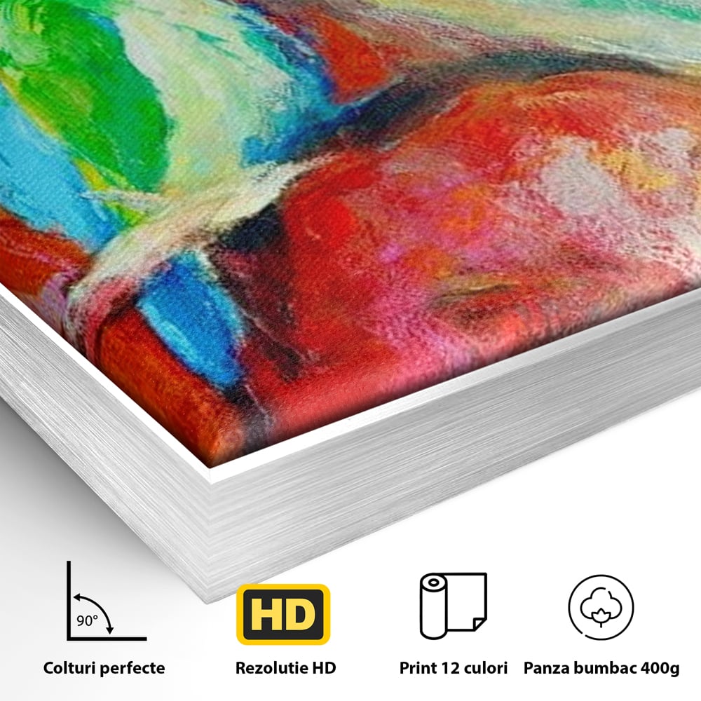 Tablou Canvas Premium, LuxCanva® M1036, Prietenie in Acuarela, Pasari, Prietenie, Pictura, Ramura, Contrast, Culoare, Caldura, Exotic, Natura, Birou, Living, Camera Copil