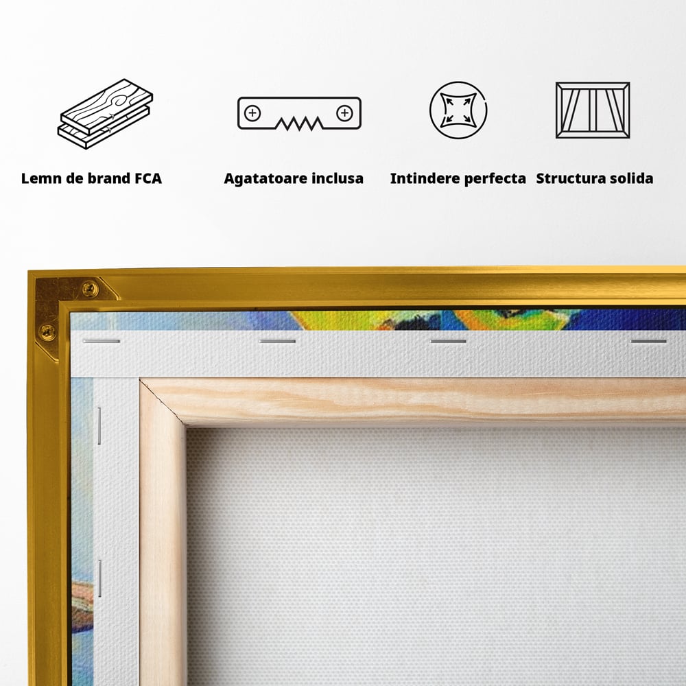 Tablou Canvas Premium, LuxCanva® M1037, Tandrete in Tonuri Reci, Cobalt, Albastru, Pasari, Pereche, Acuarela, Pictura, Creanga, Contrast, Birou, Living, Camera Copil