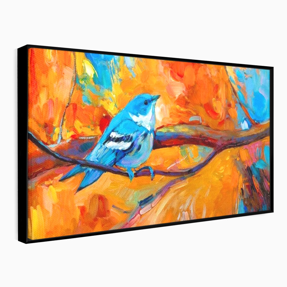 Tablou Canvas Premium, LuxCanva® M1039, Vestitoarea Toamnei, Toamna, Ramura, Pasare, Pictura, Acuarela, Frunze, Sezon, Nuanta, Birou, Living, Camera Copil