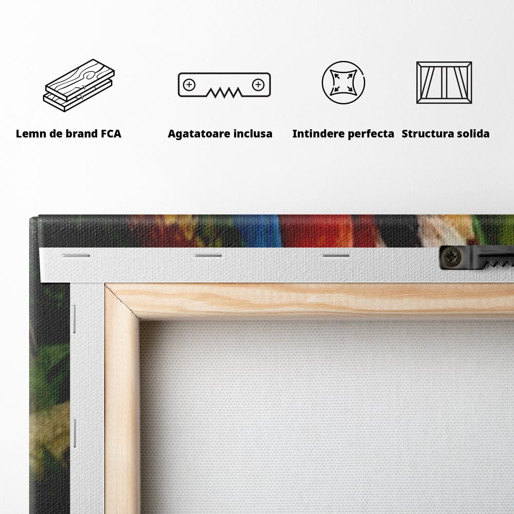 Leinwand Wandkunst Leinwand Wandkunst Premium, LuxCanva® M1041, Paradies Ecke, Papageien, Paar, Dschungel, Exoten, Zweig, Blätter, Amazonas, Vögel, Büro, Wohnen, Babyzimmer