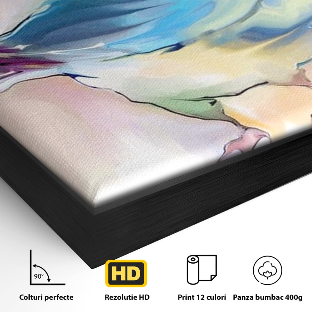Tablou Canvas Premium, LuxCanva® M1042, Satin in Acuarela, Pasare, Pastel, Acuarela, Dragalas, Mic, Desen, Puritate, Inocenta, Delicat, Birou, Living, Camera Copil