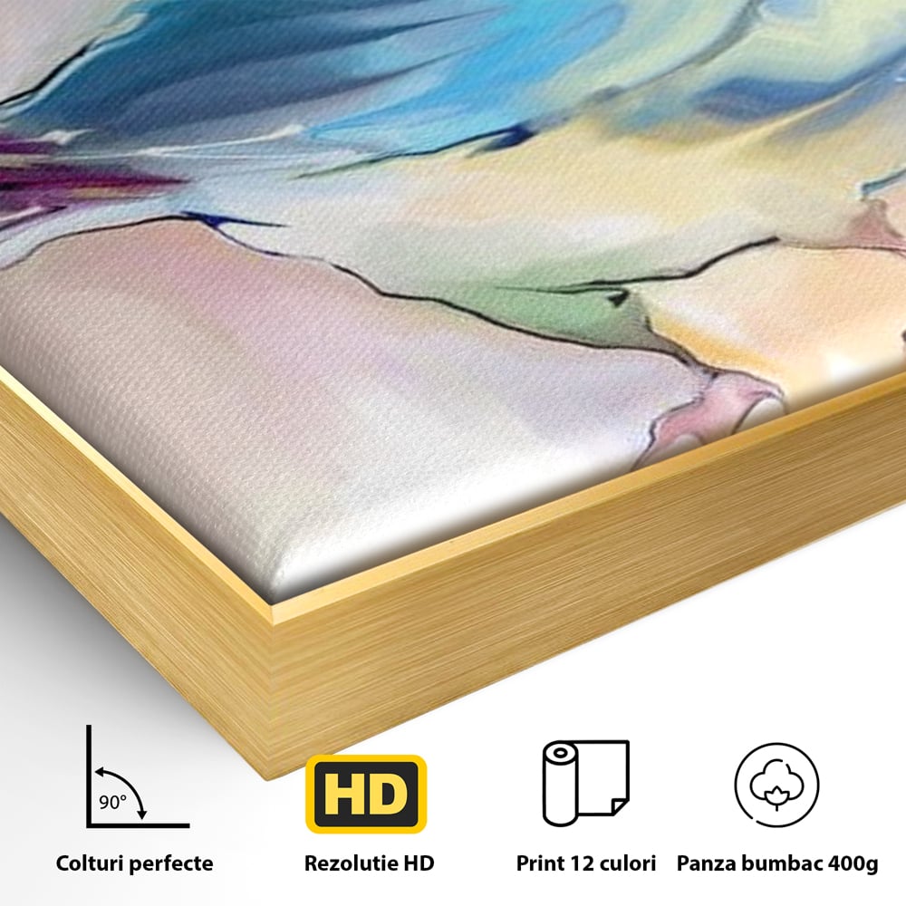 Tablou Canvas Premium, LuxCanva® M1042, Satin in Acuarela, Pasare, Pastel, Acuarela, Dragalas, Mic, Desen, Puritate, Inocenta, Delicat, Birou, Living, Camera Copil