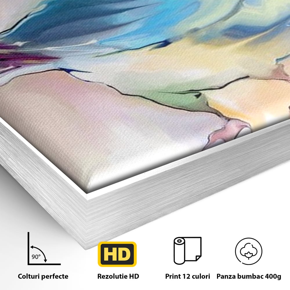 Tablou Canvas Premium, LuxCanva® M1042, Satin in Acuarela, Pasare, Pastel, Acuarela, Dragalas, Mic, Desen, Puritate, Inocenta, Delicat, Birou, Living, Camera Copil