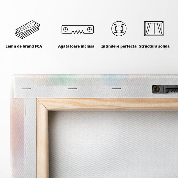 Tablou Canvas Premium, LuxCanva® M1042, Satin in Acuarela, Pasare, Pastel, Acuarela, Dragalas, Mic, Desen, Puritate, Inocenta, Delicat, Birou, Living, Camera Copil