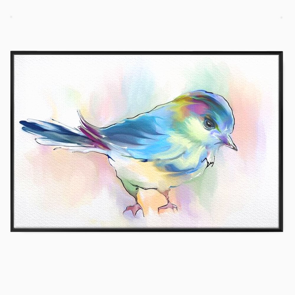 Tablou Canvas Premium, LuxCanva® M1042, Satin in Acuarela, Pasare, Pastel, Acuarela, Dragalas, Mic, Desen, Puritate, Inocenta, Delicat, Birou, Living, Camera Copil