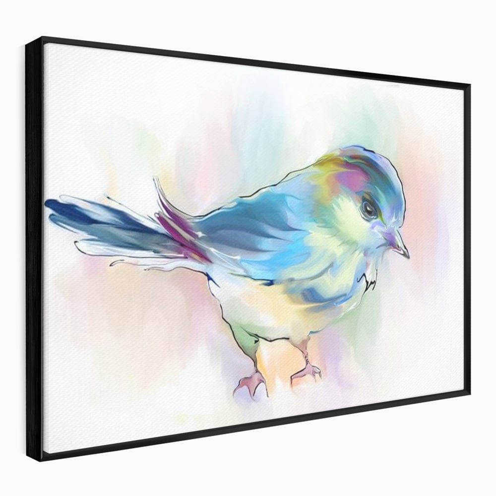 Tablou Canvas Premium, LuxCanva® M1042, Satin in Acuarela, Pasare, Pastel, Acuarela, Dragalas, Mic, Desen, Puritate, Inocenta, Delicat, Birou, Living, Camera Copil