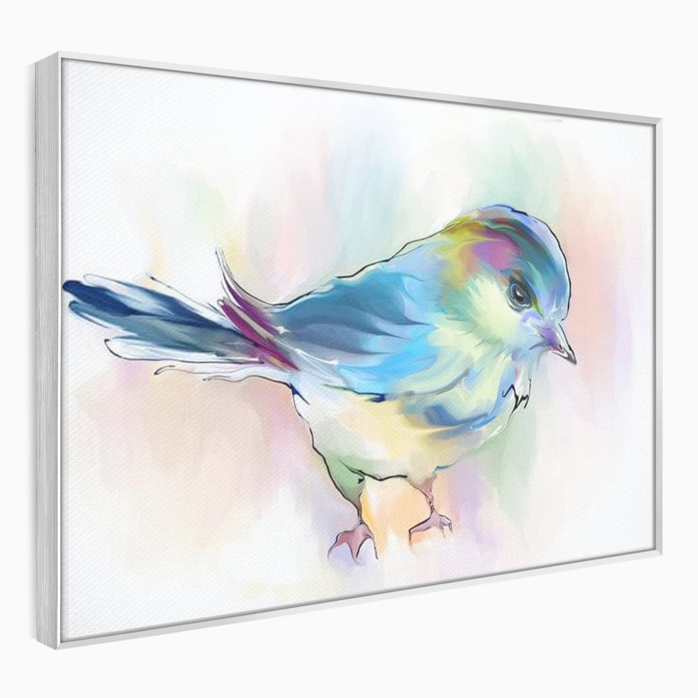 Tablou Canvas Premium, LuxCanva® M1042, Satin in Acuarela, Pasare, Pastel, Acuarela, Dragalas, Mic, Desen, Puritate, Inocenta, Delicat, Birou, Living, Camera Copil