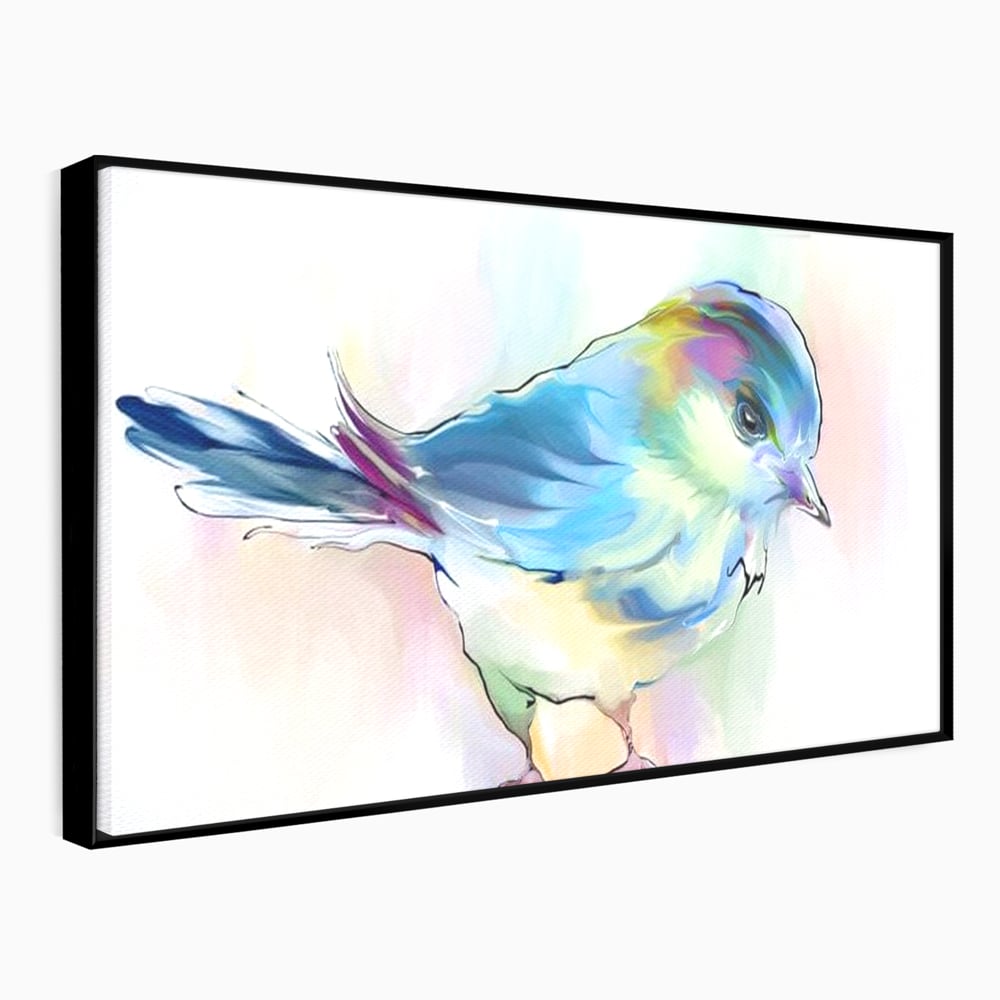 Tablou Canvas Premium, LuxCanva® M1042, Satin in Acuarela, Pasare, Pastel, Acuarela, Dragalas, Mic, Desen, Puritate, Inocenta, Delicat, Birou, Living, Camera Copil