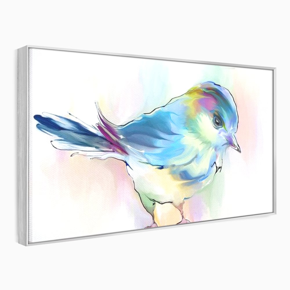 Tablou Canvas Premium, LuxCanva® M1042, Satin in Acuarela, Pasare, Pastel, Acuarela, Dragalas, Mic, Desen, Puritate, Inocenta, Delicat, Birou, Living, Camera Copil