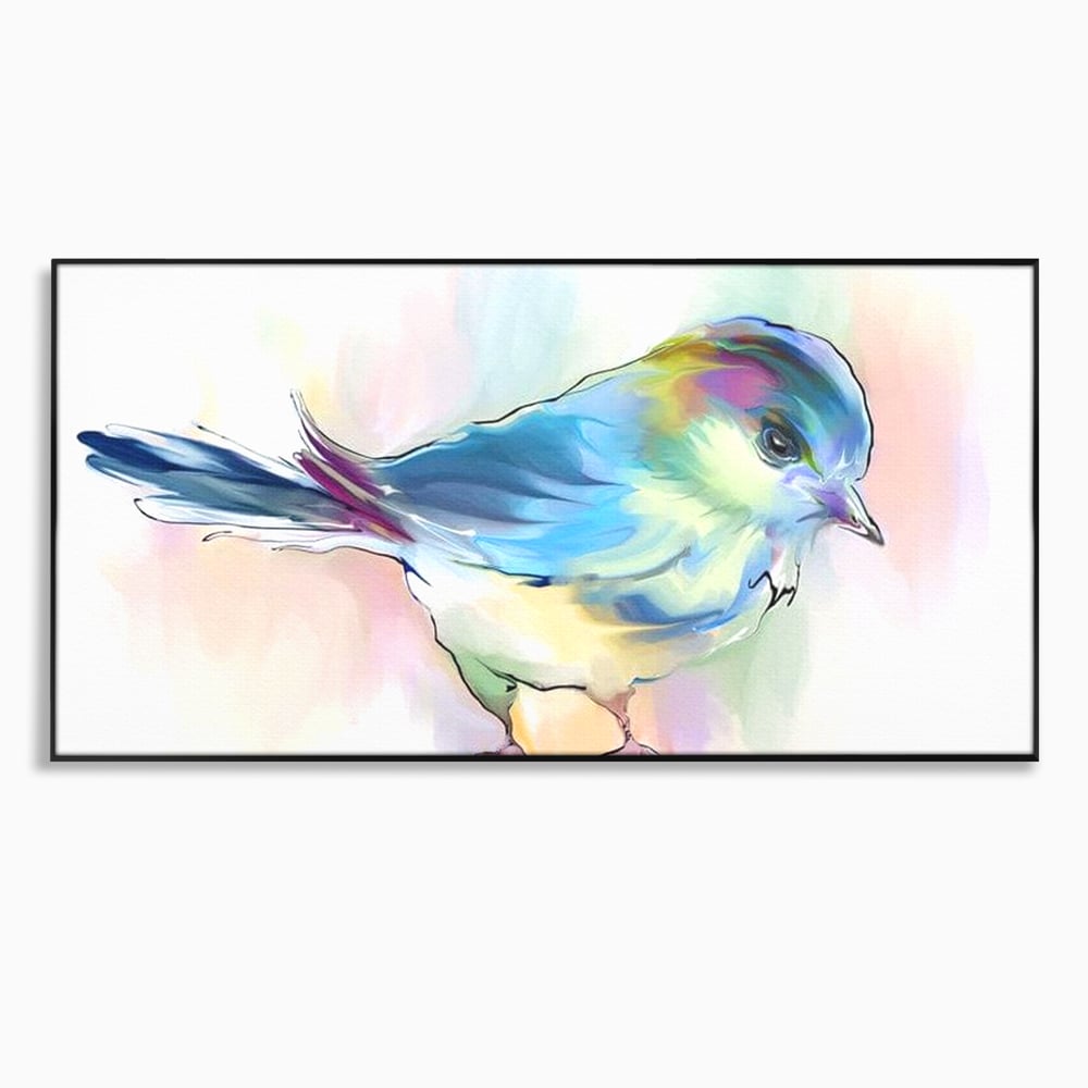 Tablou Canvas Premium, LuxCanva® M1042, Satin in Acuarela, Pasare, Pastel, Acuarela, Dragalas, Mic, Desen, Puritate, Inocenta, Delicat, Birou, Living, Camera Copil